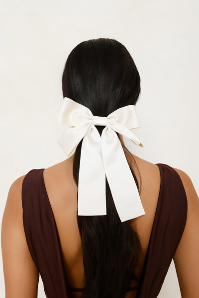 Tied With Love Bow Hair Clip Cream