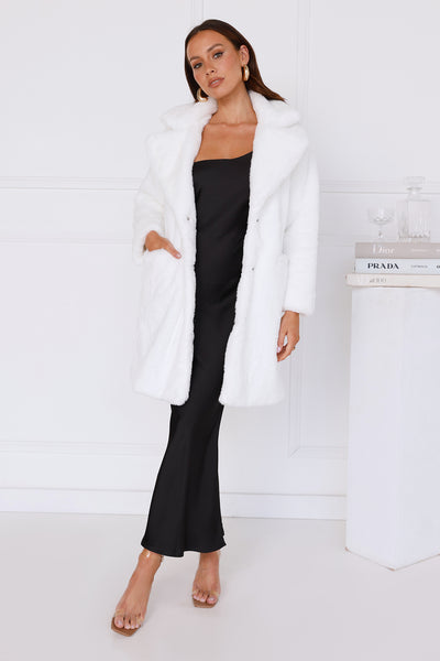 Wintertime Love Faux Fur Coat White