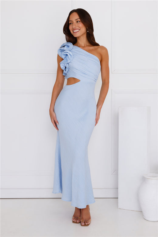 Midnight Runway One Shoulder Maxi Dress Blue