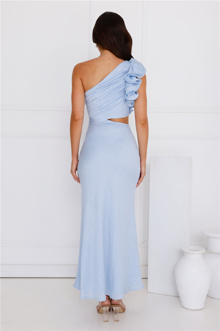 Midnight Runway One Shoulder Maxi Dress Blue