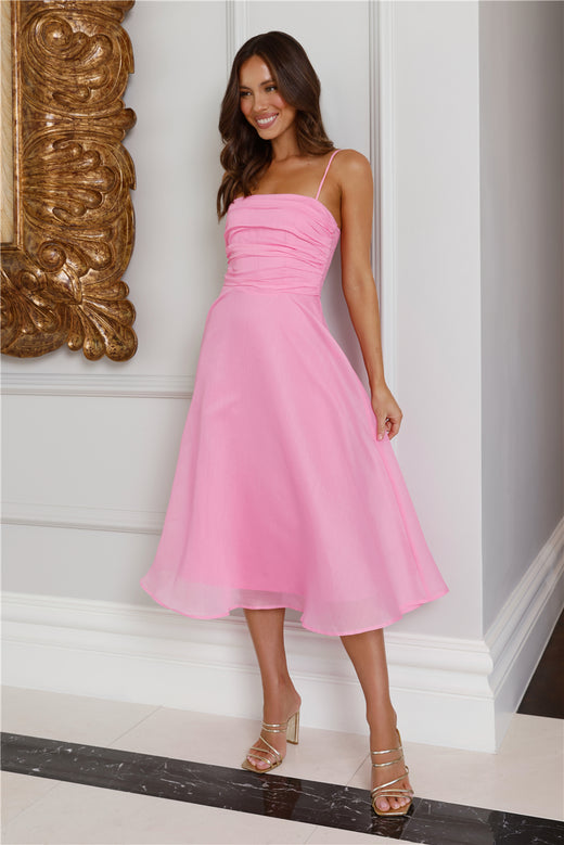Perfect Wonderland Midi Dress Pink