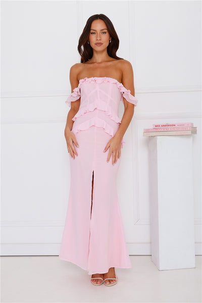 Embrace Your Magic Off Shoulder Maxi Dress Pink