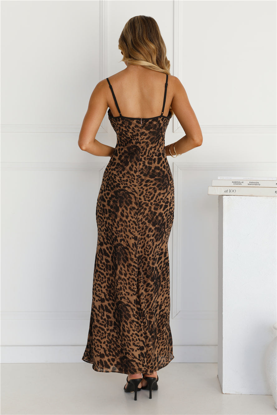 Catwalk Society Slip Maxi Dress Leopard