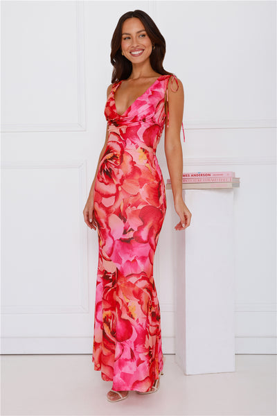 Pop Of Vibrancy Mesh Maxi Dress Pink