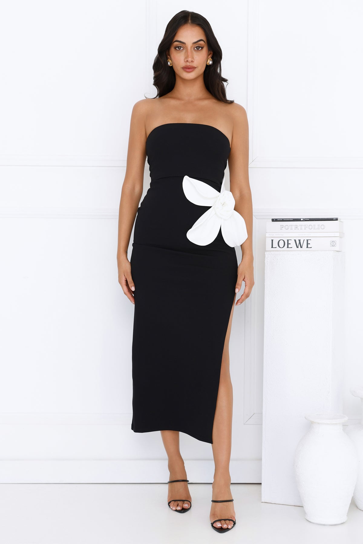 Elisandra Strapless Midi Dress Black