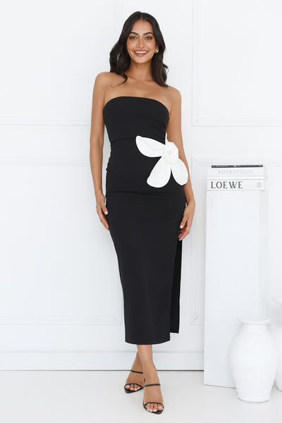 Elisandra Strapless Midi Dress Black