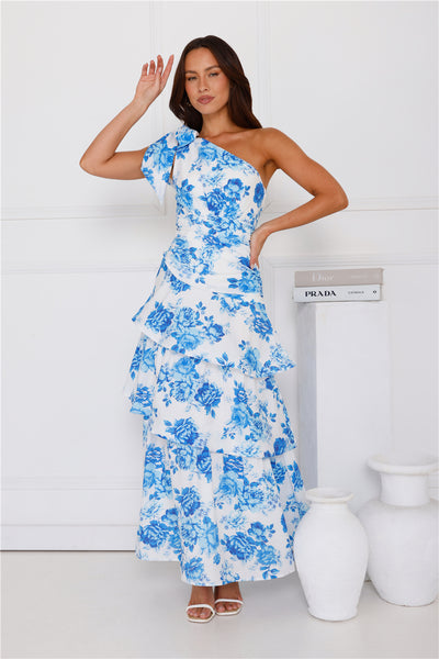 Kehlani One Shoulder Maxi Dress Blue