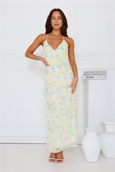 Unique Beauty Halter Maxi Dress Yellow