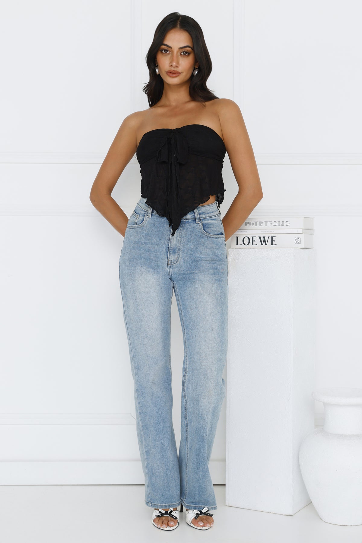 Sweet Berry Strapless Crop Top Black