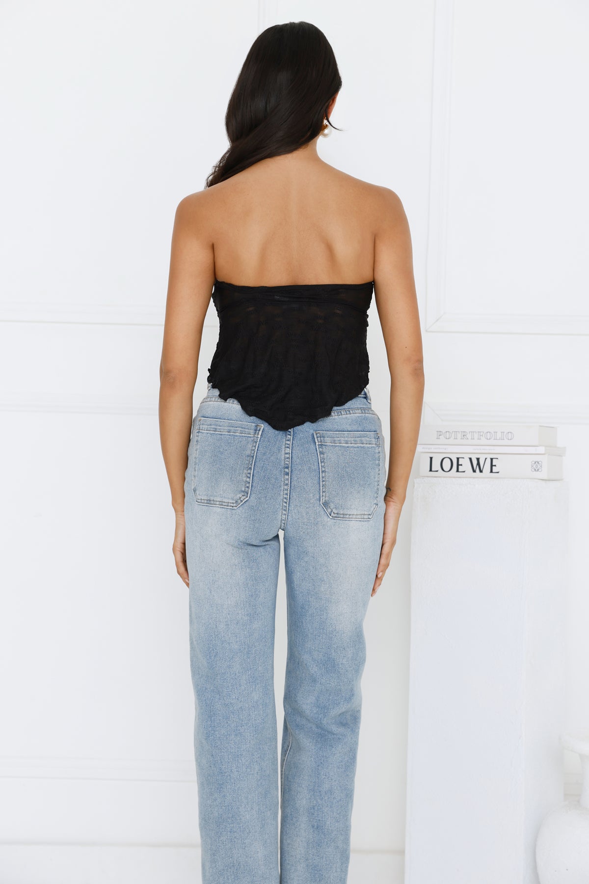 Sweet Berry Strapless Crop Top Black