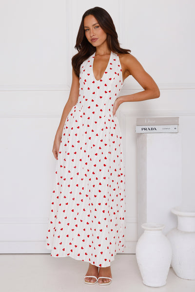 I Love You Halter Maxi Dress White