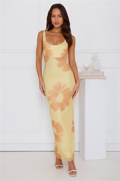 Amber Splendour Mesh Maxi Dress Yellow