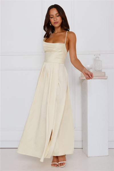 The Only Girl Satin Maxi Dress Yellow