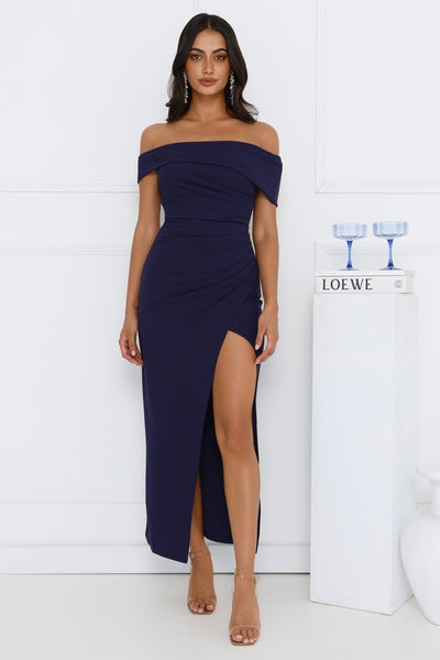 Isolde Off Shoulder Maxi Dress Navy