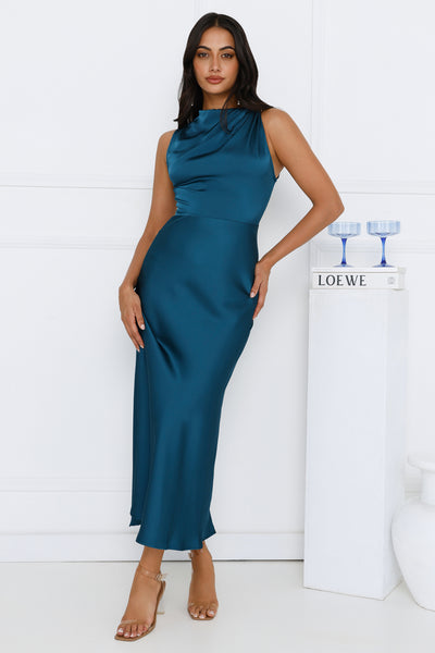 Mirabella Satin Maxi Dress Teal