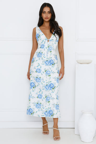 Luxe Dreamscape Midi Dress Blue