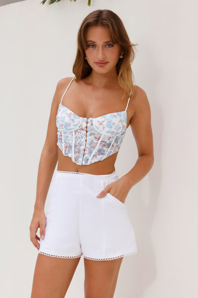 Festival In The Desert Lace Corset Crop Top Blue