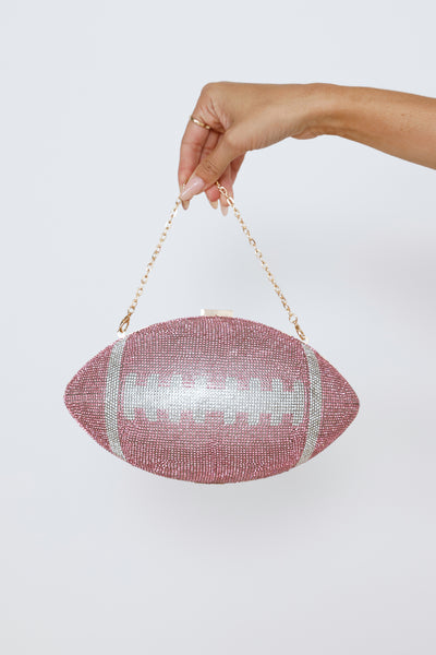 Sparkling Sidelines Football Diamante Clutch Gold