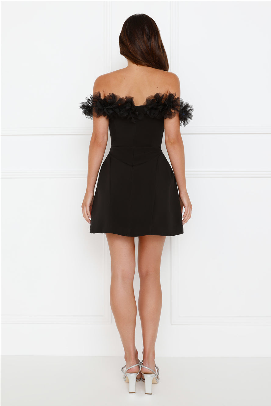 Twilight Tiaras Off Shoulder Mini Dress Black