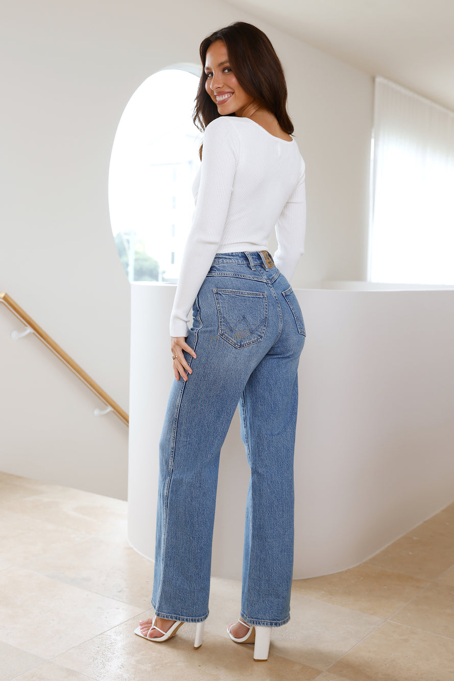 WRANGLER Hi Bells Jeans Wipeout Blue