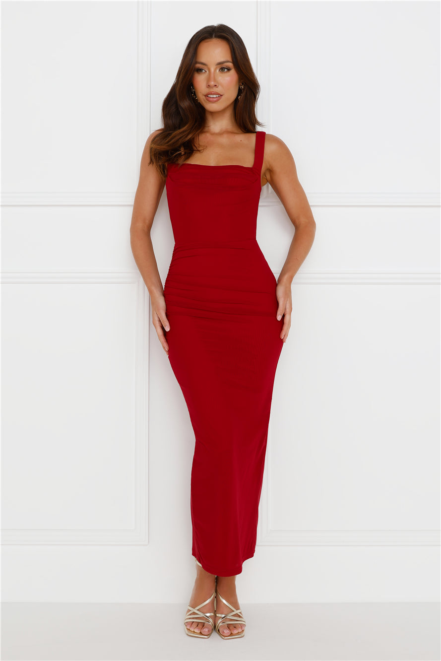 Simply Better Mesh Maxi Dress Wine