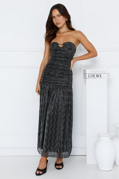 Glittering Vibes Strapless Maxi Dress Black