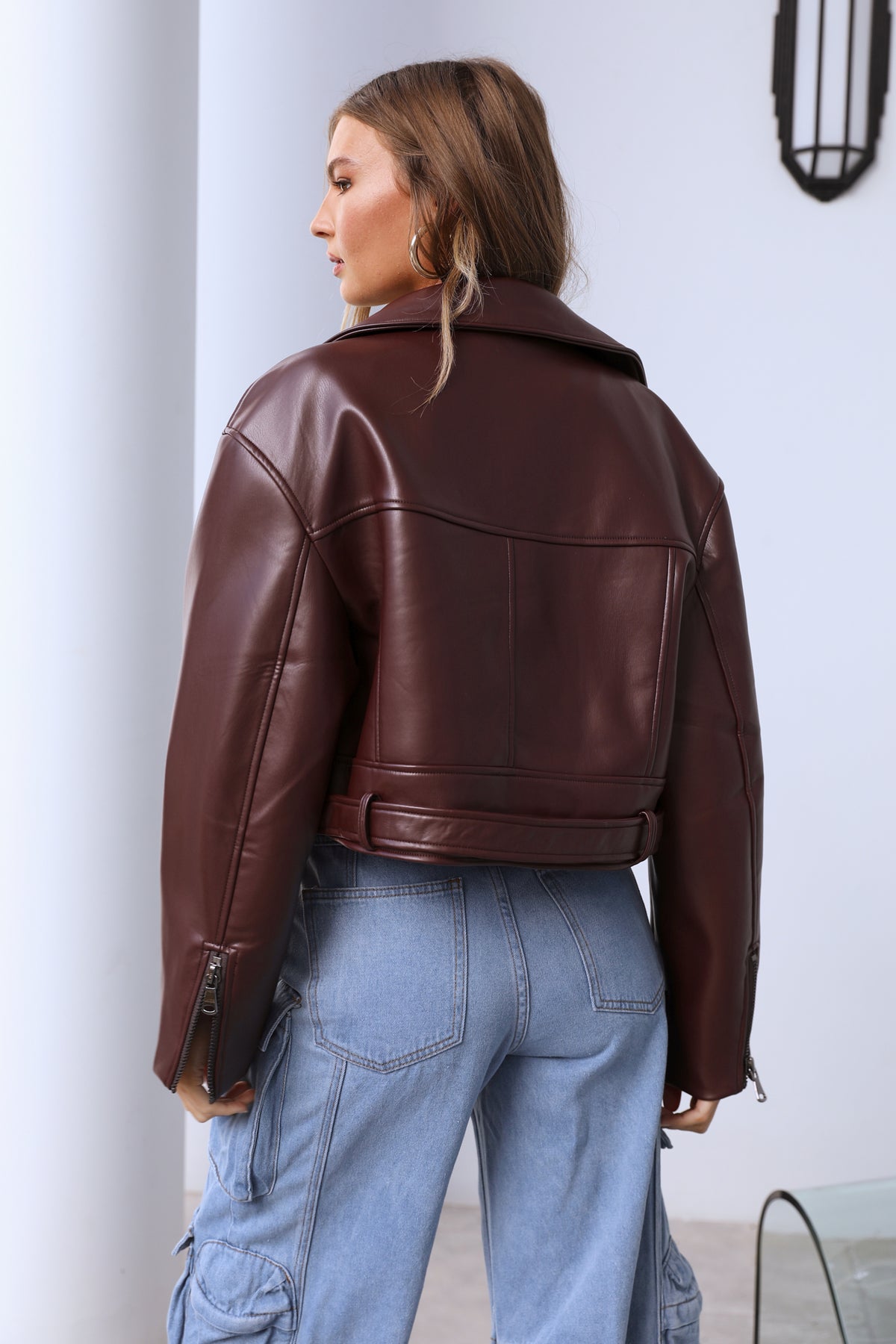 LIONESS Staten Island Jacket Faux Leather Mulberry