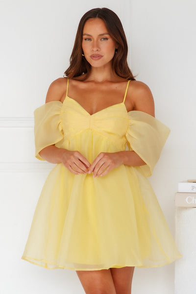 Embracing Formality Mini Dress Yellow