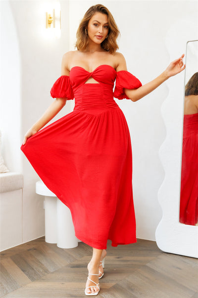 Nightly Dates Midi Dress Red