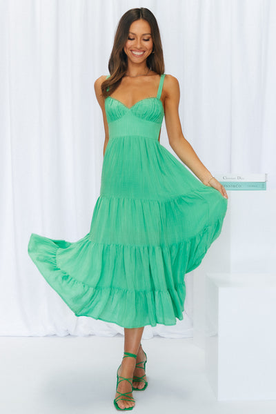 Freshly Brewed Midi Dress Green