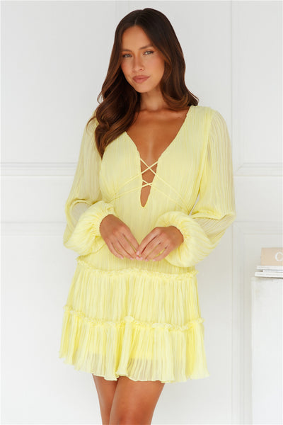 Indira Long Sleeve Mini Dress Yellow