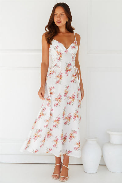 Botanical Ballerina Midi Dress White