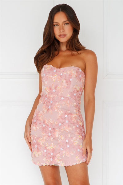 Finding Beauty Strapless Mini Dress Pink