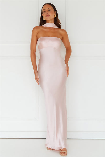 Precious Pearl Satin Maxi Dress Pink