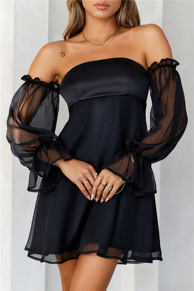 Delicate Soul Off Shoulder Mini Dress Black