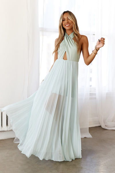 DEAR EMILIA Cascading Horizons Maxi Dress Sage