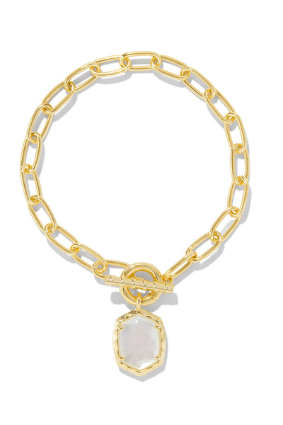 Daphne Link And Chain Bracelet Gold Ivory Mother Of Pearl