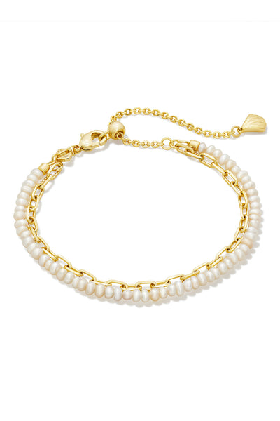 Lolo Multi Strand Bracelet Gold White Pearl