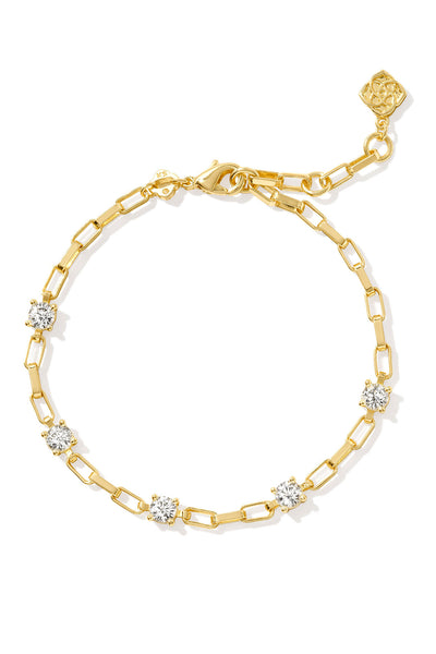 Lexi Chain Bracelet White Crystal Gold