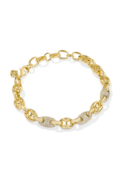 Bailey Gold Pave Chain Bracelet White Crystal