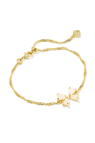 Blair Gold Bow Small Delicate Chain Bracelet Iridescent Drusy