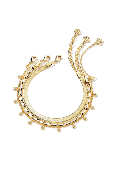 KENDRA SCOTT Kassie Set Of 3 Chain Bracelet Gold Metal