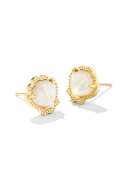 Brynne Shell Stud Earrings Gold Ivory Mother Of Pearl