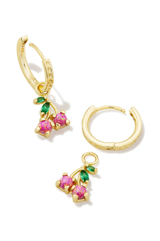 Cherry Gold Huggie Earrings Berry Kyocera Opal