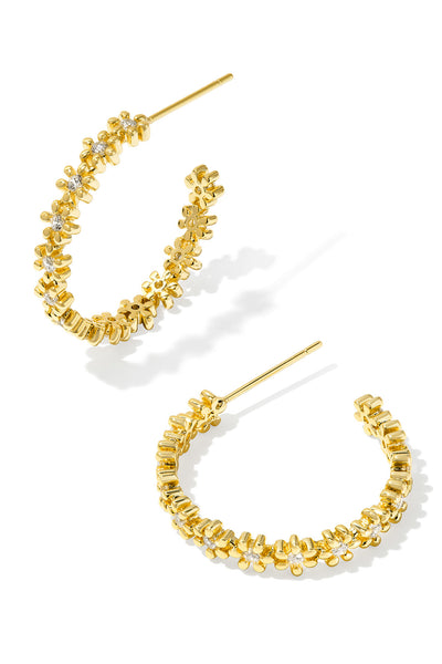 Nydia Hoop Earrings Gold White Crystal