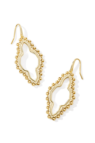 Abbie Beaded Open Frame Earrings Gold