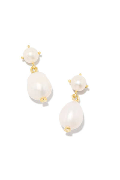 Eve Drop Earrings White Pearl Silver