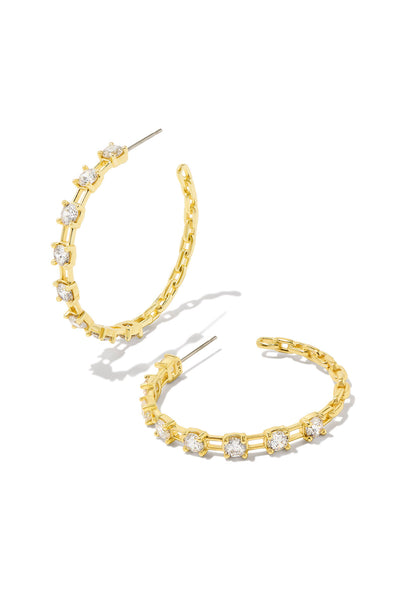 Lexi Hoop Earrings White Crystal Gold