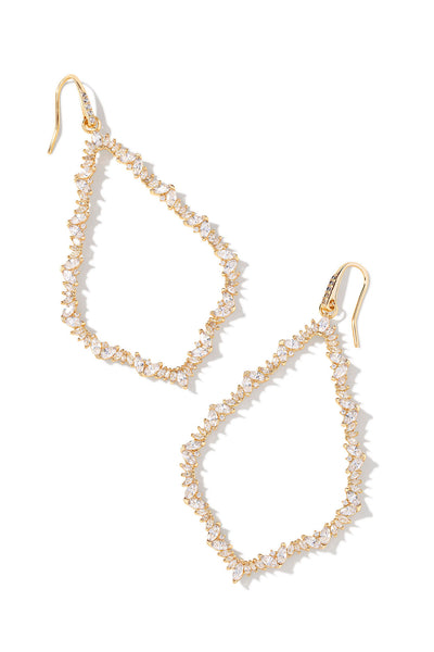 Sophee Gold Crystal Open Frame Earrings White Crystal