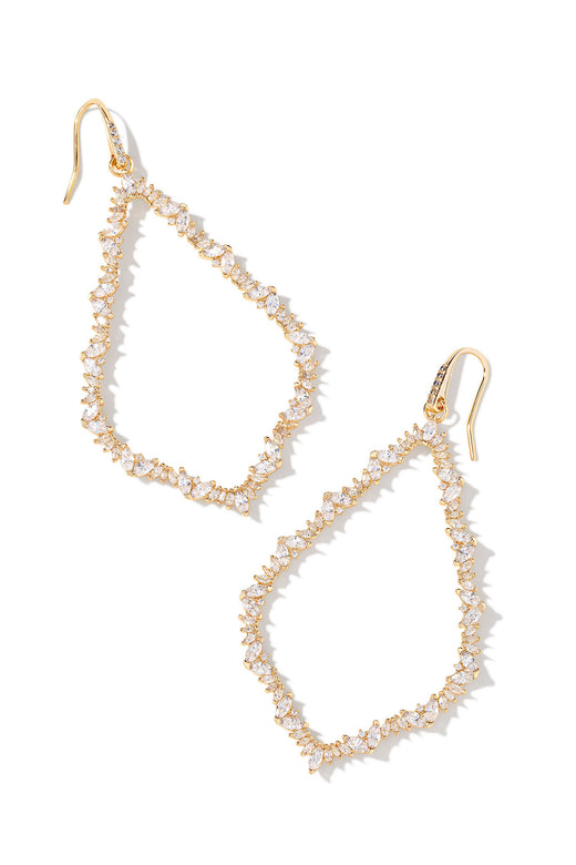 Sophee Gold Crystal Open Frame Earrings White Crystal